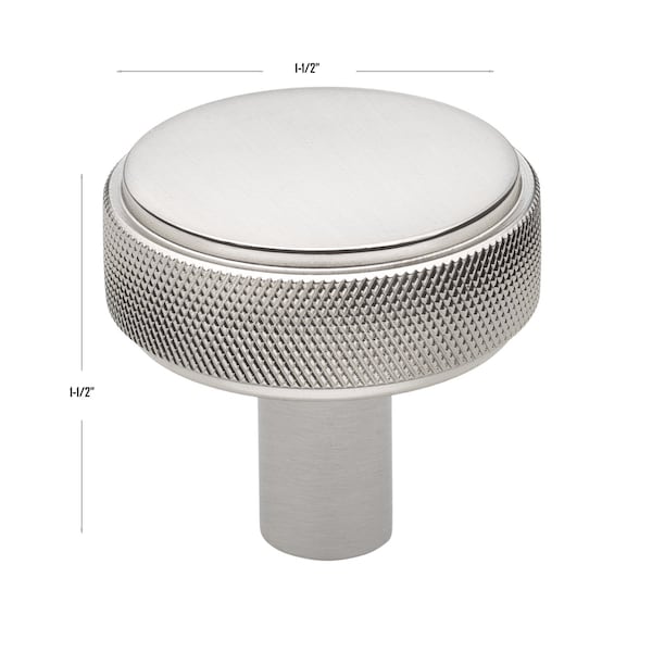 Gliderite Hardware 1-1/2 in. Knurled Knob Satin Nickel, 5PK - 5825-SN-5