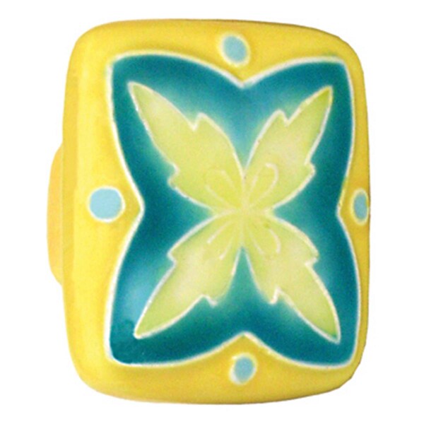 Acorn Mfg Lg Sq Yellow and Teal Inchx Inch Design - PS2YP