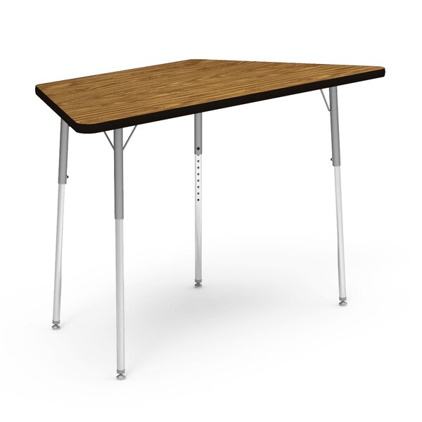 Virco 25.81 in. W, 60 in. L, 22-30 in. H, Medium Oak Top / Black Edge - 48TRAP60