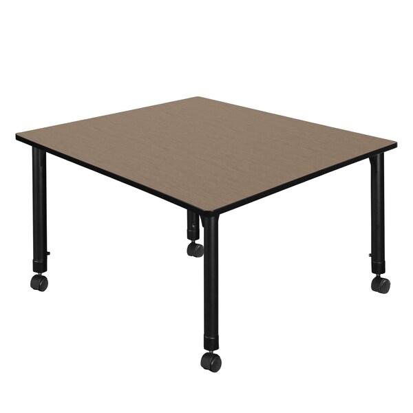 Regency Square Kee Height Adjustable Mobile Classroom Activity Table, 48 in W, 48 in L, Noble Oak - TB4848NOAPCBK