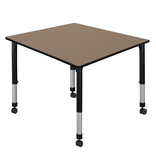 Regency Square Kee Height Adjustable Mobile Classroom Activity Table, 48 in W, 48 in L, Noble Oak - TB4848NOAPCBK