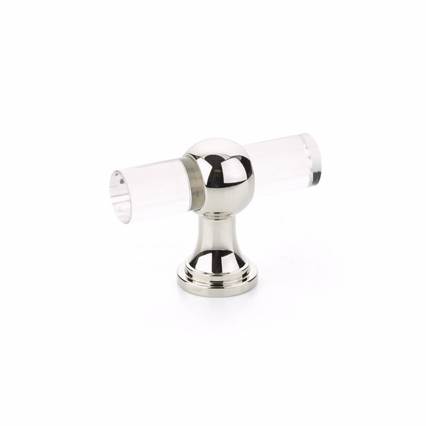 Schaub Lumiere Transitional Cabinet T Knob Acrylic Polished Nickel Finish - 411-PN