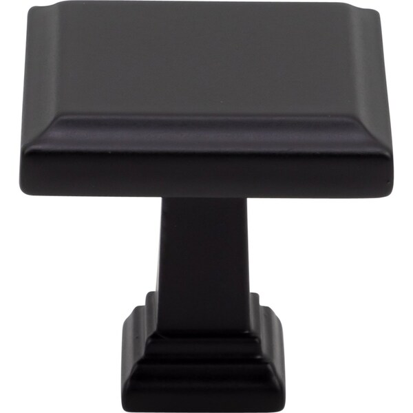 Designperfect 1-3/16 Overall Length Square Cabinet Knob, Matte/Flat Black, 25PK - DPA25S54KBLK
