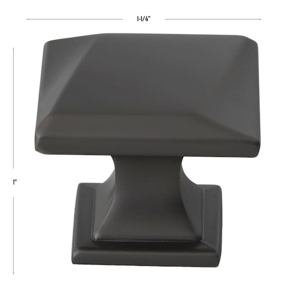 Gliderite Hardware 1-1/4 in. Square Twisted Knob Graphite Gray, 25PK - 5865-GPH-25