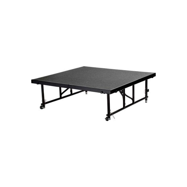 National Public Seating National Public Seating Transfix 4'L x 4'W Portable Stage w/ Adjustable 16-24"H & Gray Carpet - TFXS48481624C-02