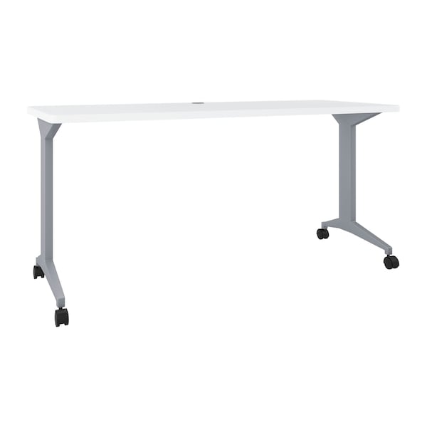 Hirsh Commercial Desks, 60 in W, 28.75 in H, Steel, Laminate Top, Arctic Silver / White - 24373