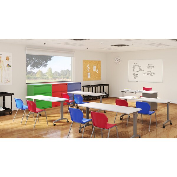Hirsh Commercial Desks, 60 in W, 28.75 in H, Steel, Laminate Top, Arctic Silver / White - 24373