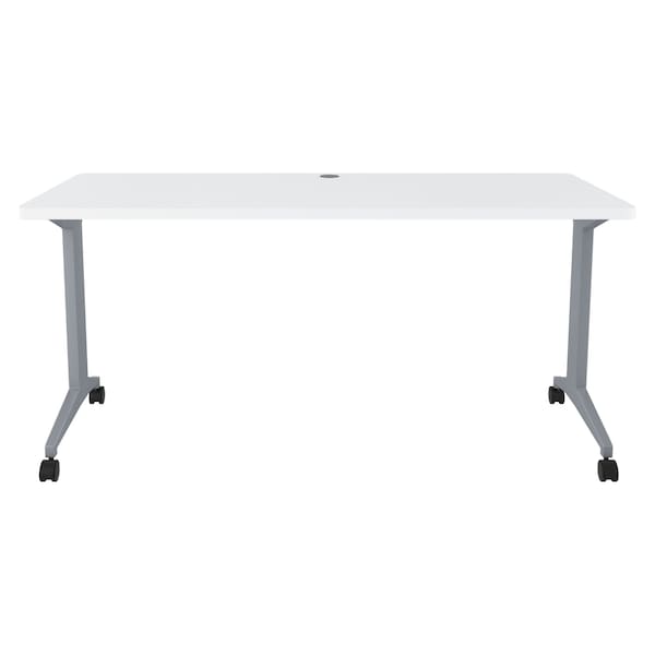 Hirsh Commercial Desks, 60 in W, 28.75 in H, Steel, Laminate Top, Arctic Silver / White - 24373