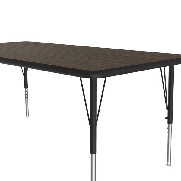 Correll Rectangle Adjustable Height Activity Kids School Table, 30" W, 48" L, 19" to 29" H, Walnut - A3048-REC-01