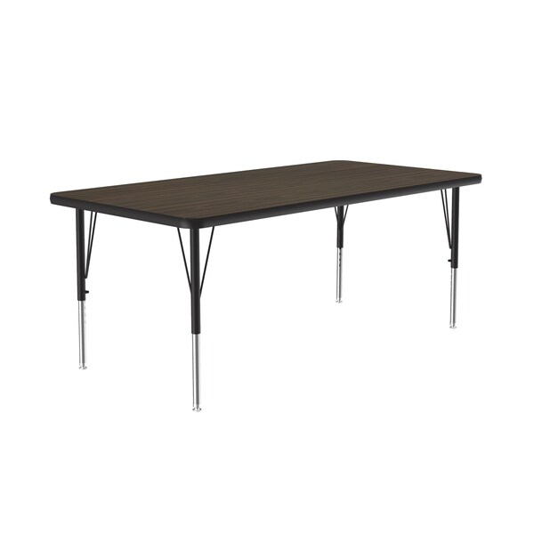 Correll Rectangle Adjustable Height Activity Kids School Table, 30" W, 48" L, 19" to 29" H, Walnut - A3048-REC-01