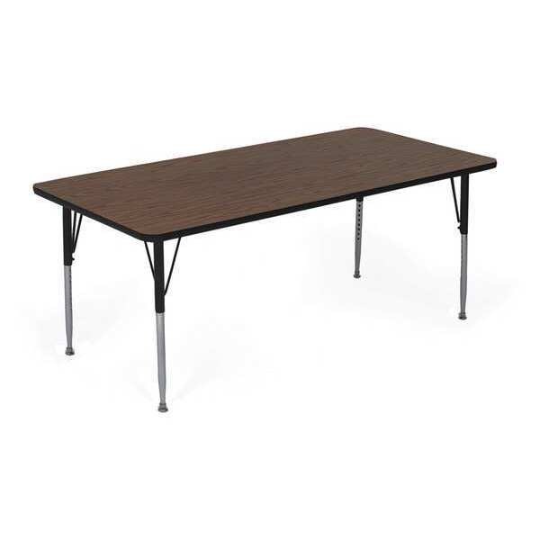 Correll Rectangle Adjustable Height Activity Kids School Table, 30" W, 48" L, 19" to 29" H, Walnut - A3048-REC-01