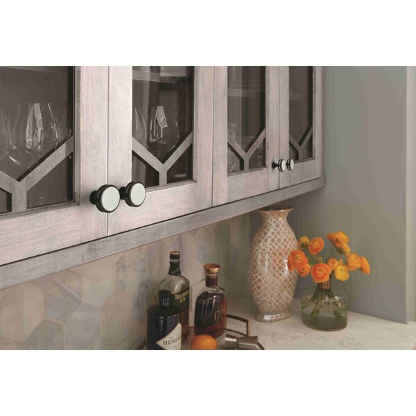 Amerock Oberon 1-3/8 in 35 mm Diameter Matte Black/Frosted Cabinet Knob - BP36608MBFA