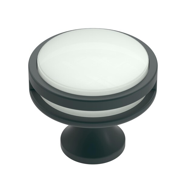 Amerock Oberon 1-3/8 in 35 mm Diameter Matte Black/Frosted Cabinet Knob - BP36608MBFA