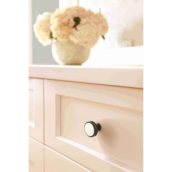 Amerock Oberon 1-3/8 in 35 mm Diameter Matte Black/Frosted Cabinet Knob - BP36608MBFA