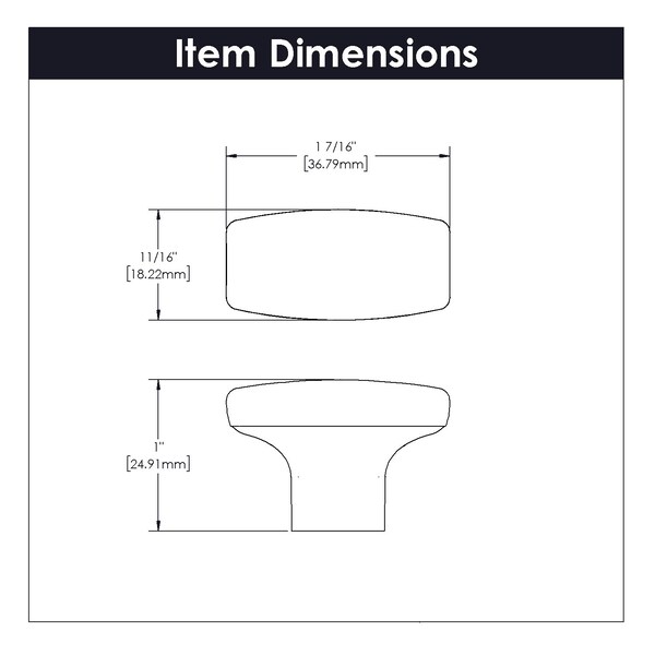 Hickory Hardware Knob Oval 1-7/16 Inch X 3/4 Inch - P208-UB