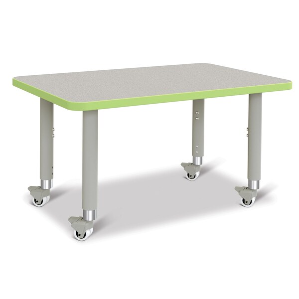 Jonti-Craft Berries Rectangle Activity Table, 24 in. x 36 in., Mobile, Freckled Gray/Key Lime/Gray - 6478JCM130