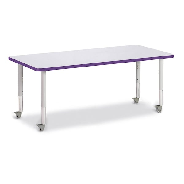 Jonti-Craft Berries Rectangle Activity Table, 30 in. x 72 in., Mobile, Freckled Gray/Purple/Gray - 6413JCM004