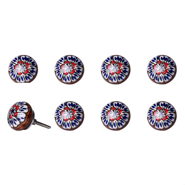 Homeroots Multi Color Ceramic & Metal Knob; 1.5 x 1.5 x 1.5 in. - Pack of 8 - 358121