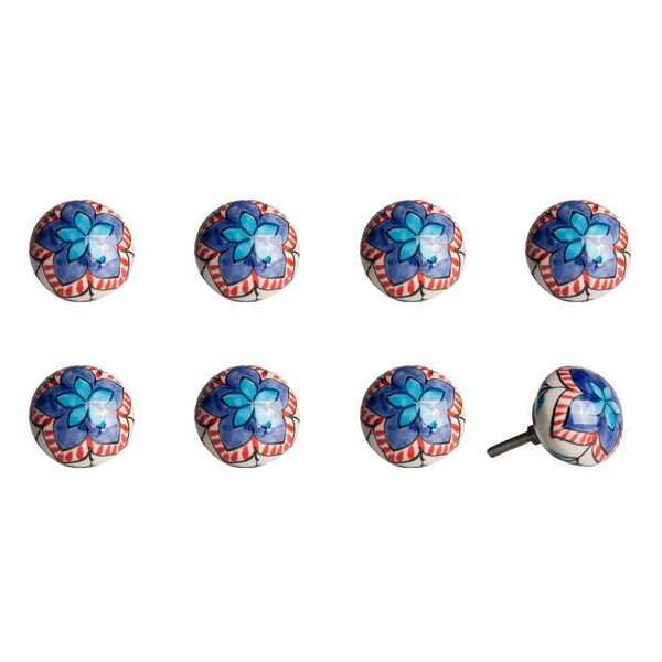 Homeroots Multi Color Ceramic & Metal Knob; 1.5 x 1.5 x 1.5 in. - Pack of 8 - 358119