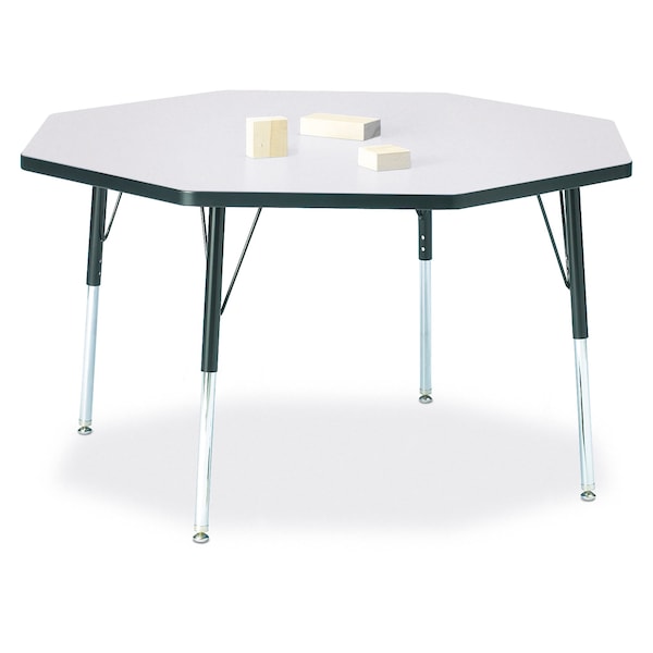 Jonti-Craft Berries Octagon Activity Table, 48 in. x 48 in., A-height, Freckled Gray/Black/Black - 6428JCA180