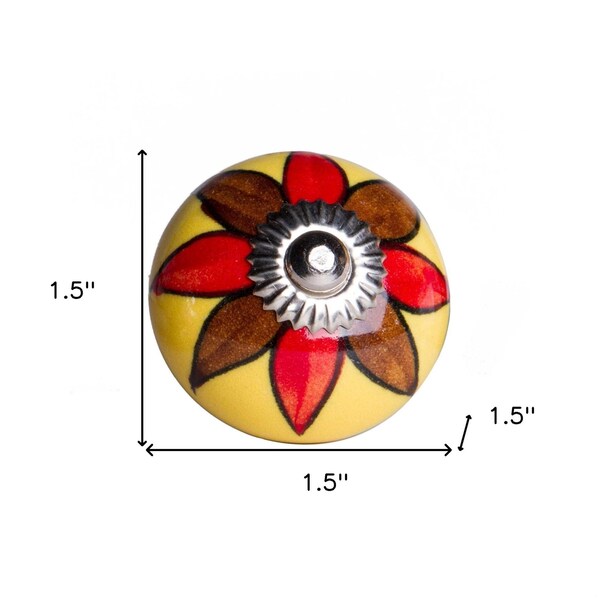 Homeroots Multi Color Ceramic & Metal Knob; 1.5 x 1.5 x 1.5 in. - Pack of 8 - 358117