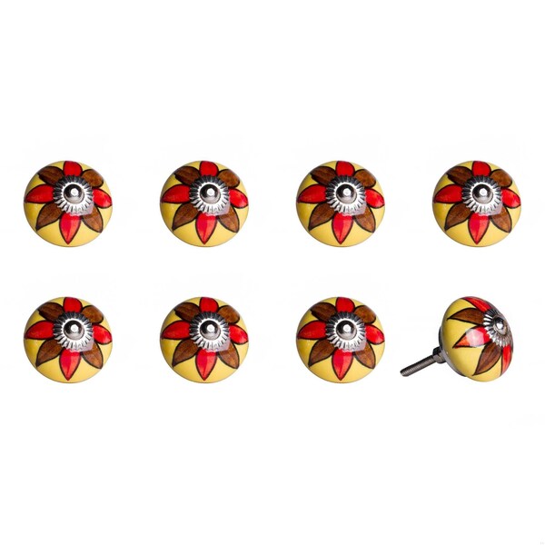Homeroots Multi Color Ceramic & Metal Knob; 1.5 x 1.5 x 1.5 in. - Pack of 8 - 358117