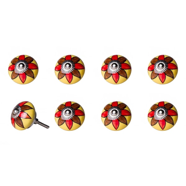 Homeroots Multi Color Ceramic & Metal Knob; 1.5 x 1.5 x 1.5 in. - Pack of 8 - 358117