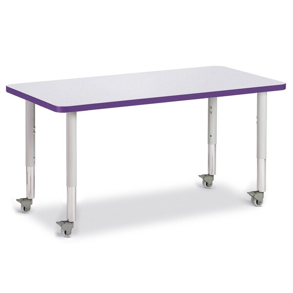 Jonti-Craft Berries Rectangle Activity Table, 24 in. x 48 in., Mobile, Freckled Gray/Purple/Gray - 6403JCM004