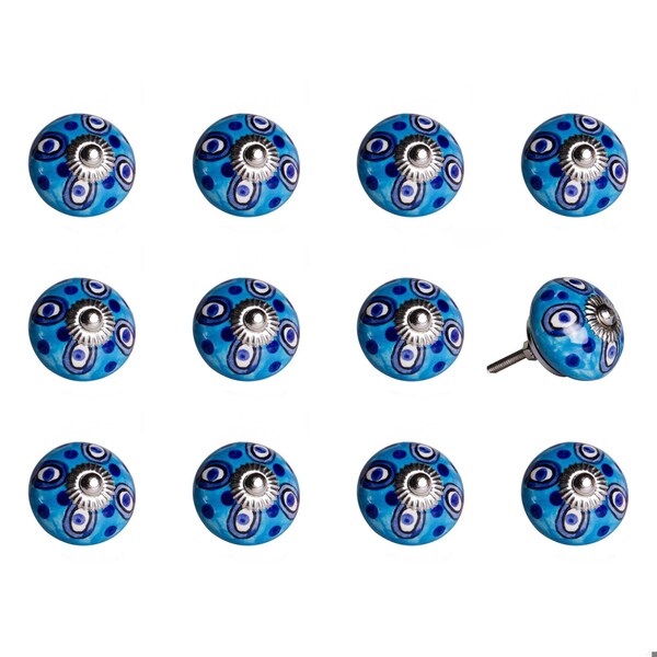 Homeroots Ceramic & Metal Multi Color Knob; Pack of 12 - 1.5 x 1.5 x 1.5 in. - 358132