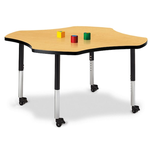 Jonti-Craft Berries Four Leaf Activity Table, Mobile, Maple/Black/Black - 6453JCM011