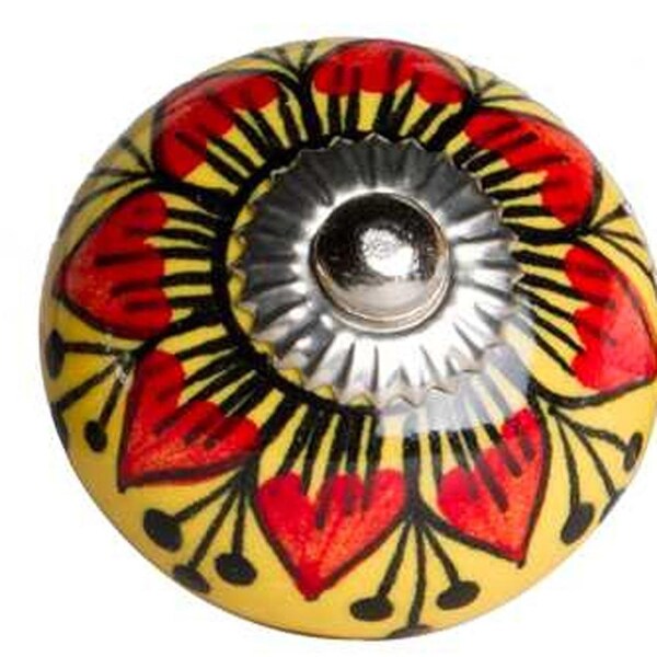 Homeroots Multi Color Ceramic & Metal Knob; 1.5 x 1.5 x 1.5 in. - Pack of 8 - 358115