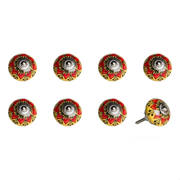 Homeroots Multi Color Ceramic & Metal Knob; 1.5 x 1.5 x 1.5 in. - Pack of 8 - 358115