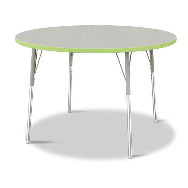 Jonti-Craft Berries Round Activity Table, 48 in. Diameter, A-height, Freckled Gray/Key Lime/Gray - 6433JCA130
