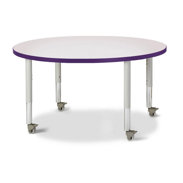 Jonti-Craft Berries Round Activity Table, 42 in. Diameter, Mobile, Freckled Gray/Purple/Gray - 6468JCM004