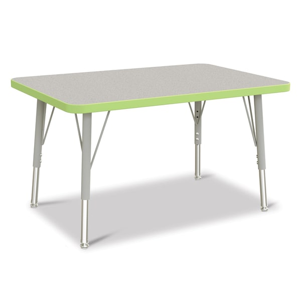 Jonti-Craft Berries Rectangle Activity Table, 24 in. x 36 in., E-height, Freckled Gray/Key Lime/Gray - 6478JCE130