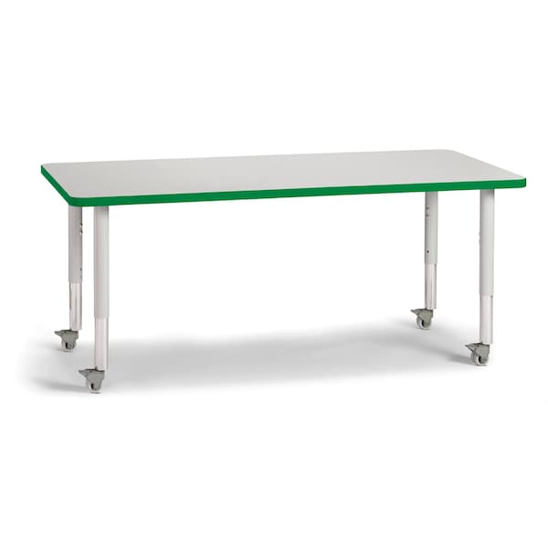Jonti-Craft Berries Rectangle Activity Table, 30 in. x 60 in., Mobile, Freckled Gray/Green/Gray - 6408JCM119