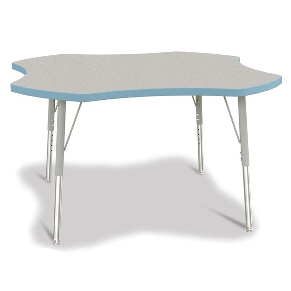 Jonti-Craft Berries Four Leaf Activity Table, E-height, Freckled Gray/Coastal Blue/Gray - 6453JCE131