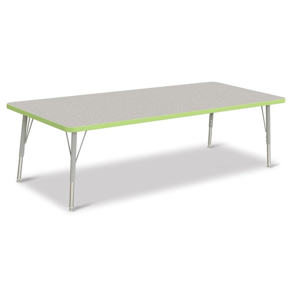 Jonti-Craft Berries Rectangle Activity Table, 30 in. x 72 in., E-height, Freckled Gray/Key Lime/Gray - 6413JCE130