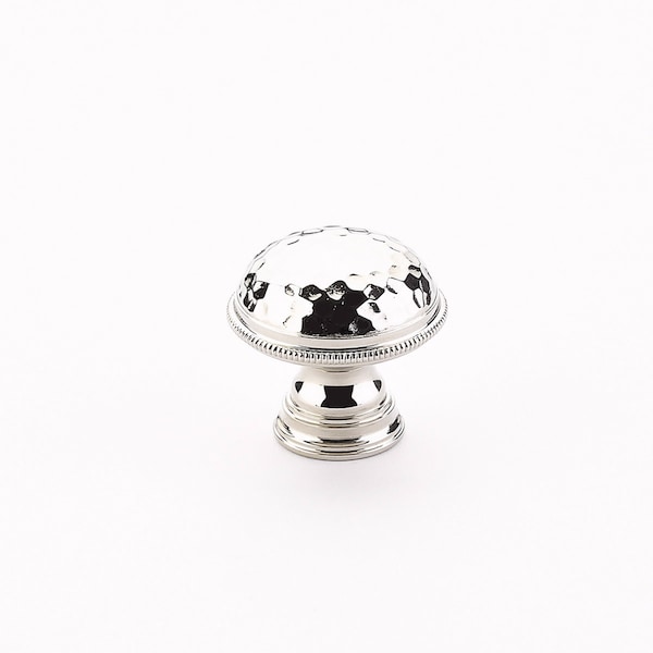 Schaub 1-1/4in Atherton Hammered Knurled Edge Cabinet Knob Polished Nickel Finish - 571-PN