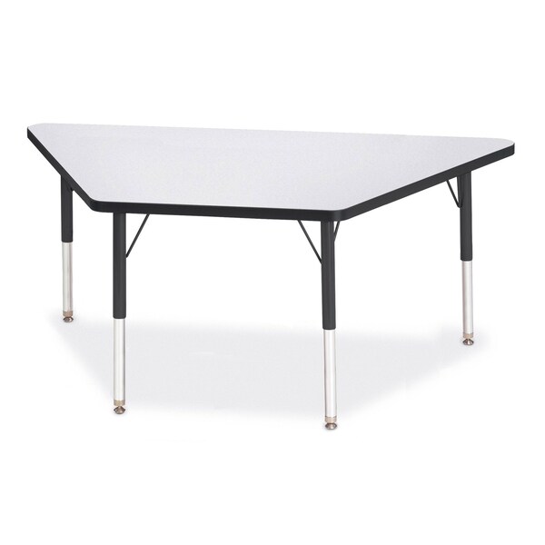 Jonti-Craft Berries Trapezoid Activity Tables, 30 in. x 60 in., E-height, Freckled Gray/Black/Black - 6443JCE180