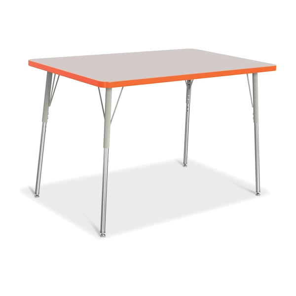 Jonti-Craft Berries Rectangle Activity Table, 30 in. x 48 in., A-height, Freckled Gray/Orange/Gray - 6473JCA114