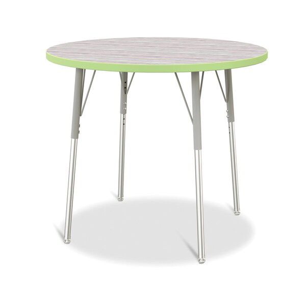 Jonti-Craft Berries Round Activity Table, 36 in. Diameter, A-height, Driftwood Gray/Key Lime/Gray - 6488JCA451