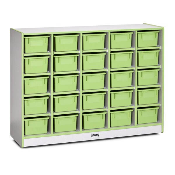 Jonti-Craft Rainbow Accents 25 Cubbie-Tray Mobile Storage, with Trays, Key Lime Green - 0426JCWW130