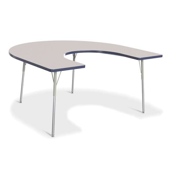 Jonti-Craft Berries Horseshoe Activity Table, 66 in. x 60 in., A-height, Freckled Gray/Navy/Gray - 6445JCA112