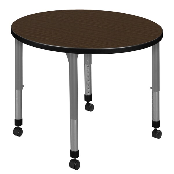 Regency Round Kee Height Adjustable Mobile Classroom Activity Table, 30 in W, 30 in L, Neo Walnut - TB30RNDNWAPCGY