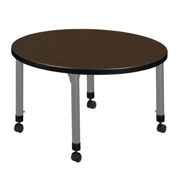 Regency Round Kee Height Adjustable Mobile Classroom Activity Table, 30 in W, 30 in L, Neo Walnut - TB30RNDNWAPCGY