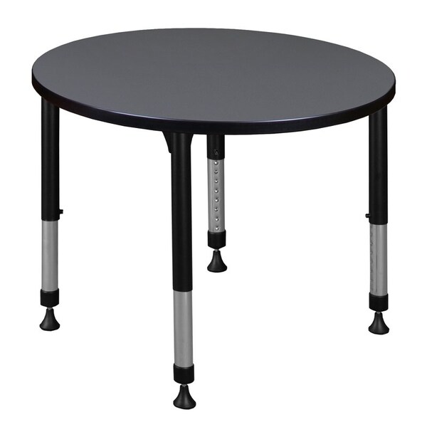 Regency Tables > Height Adjustable > Round Classroom Tables, 30 W, 30 L, 23-34 H, Wood|Metal, Grey - TB30RNDGYAPBK