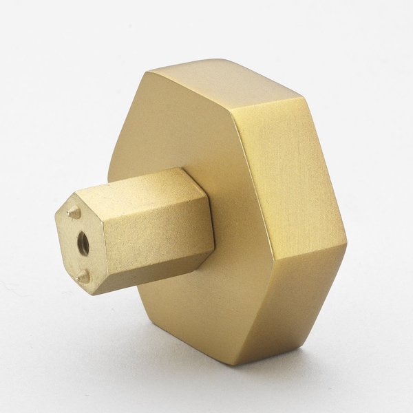 Gliderite Hardware 1-1/2 in. Hexagon Knob Satin Gold, 5PK - 5824-SG-5