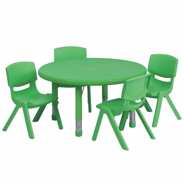 Flash Furniture Round Activity Table, 33 W, 33 L, 23.75 H, Plastic, Steel, Green - YU-YCX-0073-2-ROUND-TBL-GREEN-E-GG