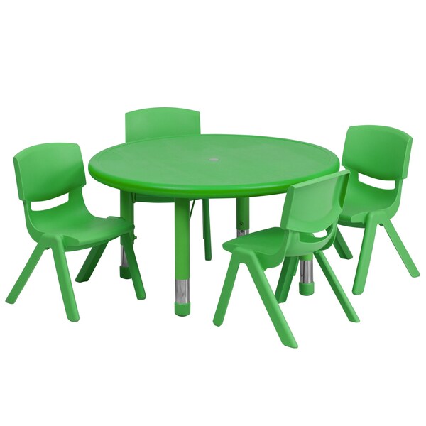 Flash Furniture Round Activity Table, 33 W, 33 L, 23.75 H, Plastic, Steel, Green - YU-YCX-0073-2-ROUND-TBL-GREEN-E-GG